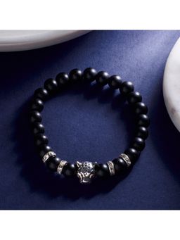Salty Alpha - Men Black Lion Beaded Stone Bracelet
