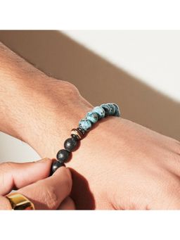 Salty Alpha - Men Blue-Black Alpha Aquamarine Beaded Bracelet