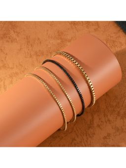 Salty Alpha - Men Gold-Black Grain Bracelets (Pack of 4)