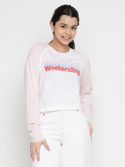 Lil Tomatoes - Girls Typography Cotton Crop Top - Pink