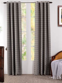 Maspar - Bliss Check Polyester Jacquard Door Curtain Set of 2