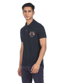 U.S. POLO ASSN. - Men Navy Short Placket Solid Polo T-shirt