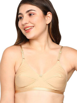 BLOSSOM - Double Panelled Woven Bra - Nude