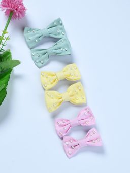 FUNKRAFTS - Girls Lenin Bow Hair Clips Pack Of 6 - Multicolor (3-12 Years)