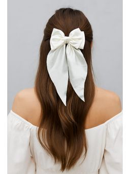 FUNKRAFTS - Girls Satin Bow Hairclip - White (16 Years And Above)