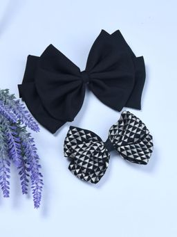 FUNKRAFTS - Girls Ribbon Bow Hairclips Pack Of 2 - Black (3-12 Years)