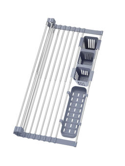 ARHAT ORGANIZERS - Expandable Roll Up Dish Drying Rack with 2 Baskets (Set Of 3)