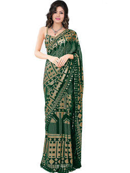 Odette - Green Sequins Embroidered Georgette Saree with Satin Unstitched Blouse for Women