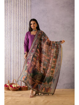 Ekana Label - Amora Purple Mughal Charm Kurta with Pant and Dupatta (Set of 3)