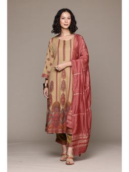 Aarke Ritu Kumar - Mustard Shangri-La Kurta with Pant and Dupatta (Set of 3)