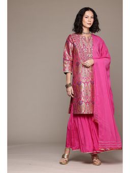 Aarke Ritu Kumar - Pink Yasmine Festive Kurta with Palazzo and Dupatta (Set of 3)
