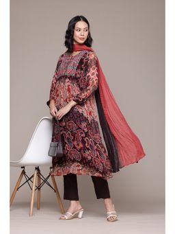 Aarke Ritu Kumar - Black Cashmere Kurta with Pant and Dupatta (Set of 3)