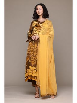 Aarke Ritu Kumar - Brown Maple Kurta with Pant and Dupatta (Set of 3)