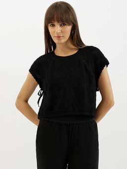 United Colors of Benetton - Black Round Neck Knitted Tops