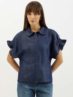 United Colors of Benetton - Blue Peter Pan Collar Solid Shirt