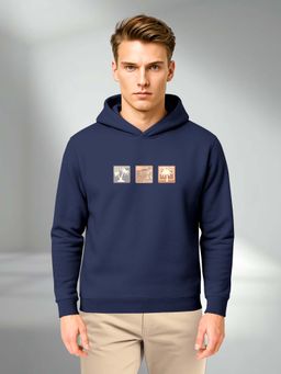 BULLMER - Navy Blue Trendy Cotton Blend Hoodie
