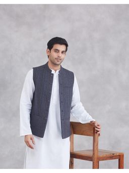 Fabindia - Blue Wool Nehru Jacket