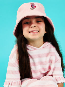Accessorize London - Pink Seahorse Towelling Bucket Hat