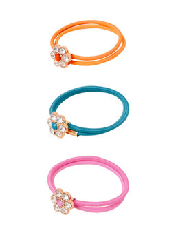 Accessorize London - Multi-Color Gem Rubber Bands (Pack of 3)