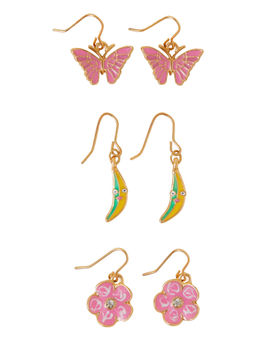 Accessorize London - Banana Drop Earrings (Pack of 3)