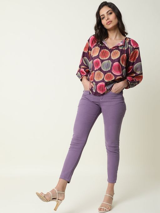 Purple Jeggings Top Buy Women Purple Raw Edge Jeans Online At Best