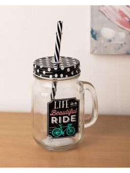 Voncasa - Mason Mug with Straw 450Ml