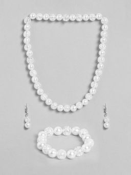 EL REGALO - Kids Girls Jewellery Necklace, Earring and Bracelet Combo White (Set of 3)