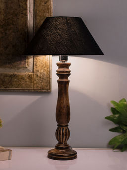 Homesake - Victorian Black Wood Table Lamp Black Shade