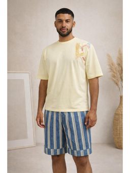 Muvazo - Love Yellow Round Neck T-Shirt