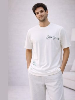 Muvazo - Love Barcode He White Printed T-Shirt