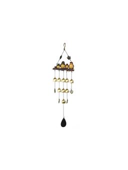 At Home by Nilkamal - Hanging Bird On A Branch Large Wind Chime - Gold