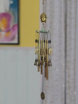 At Home by Nilkamal - Buddha Face Hanging Wind Chime - Multicolor