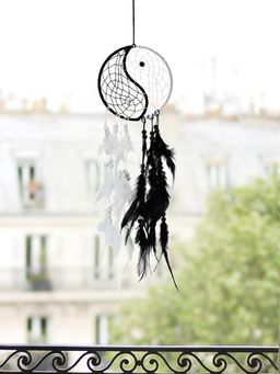 At Home by Nilkamal - Dreamcatcher Yin Yang Wind Chime - Black & White