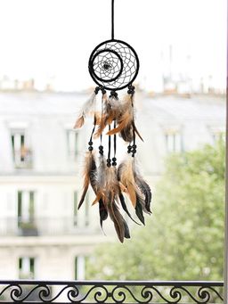 At Home by Nilkamal - Dreamcatcher Crescent Wind Chime - Brown