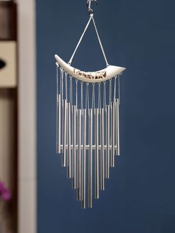 At Home by Nilkamal - Horizontal Mini Elephants Wind Chime - White