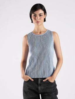 Calvin Klein - Blue Slim Fit Polyester Round Neck Top