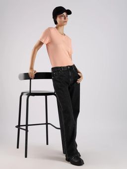 Calvin Klein - Peach Solid Regular Fit Cotton T-Shirt