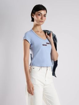 Calvin Klein - Blue Logo Slim Fit Cotton T-Shirt