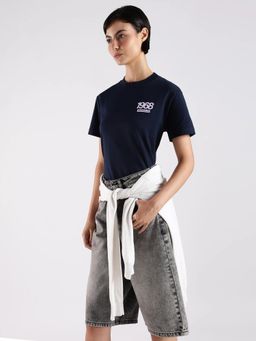 Calvin Klein - Navy Blue Printed Regular Fit Cotton T-Shirt