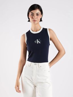 Calvin Klein - Navy Blue Logo Regular Fit Cotton T-Shirt