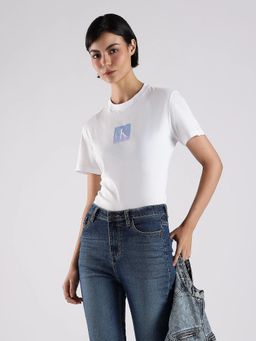 Calvin Klein - White Logo Regular Fit Cotton T-Shirt