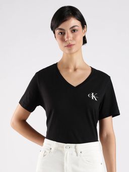 Calvin Klein - Black Solid Regular Fit Cotton T-Shirt