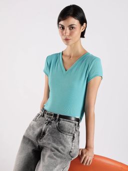 Calvin Klein - Blue Solid Slim Fit Cotton T-Shirt