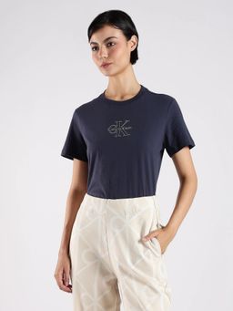 Calvin Klein - Navy Blue Logo Regular Fit Cotton T-Shirt