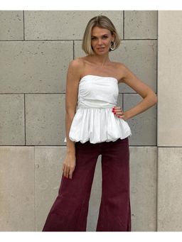 Miakee - White Solid Effron Tube Top