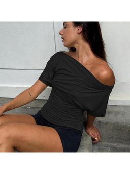 Miakee - Ruched Black Doran Top