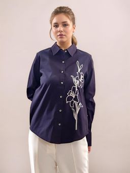 Zink London - Womens Black Embroidered Long Sleeves Shirt