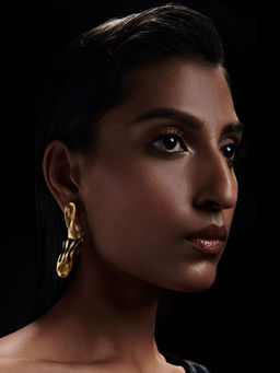 ZARIIN - 22k Gold Plated Moods of Nature Statement Stud Earrings