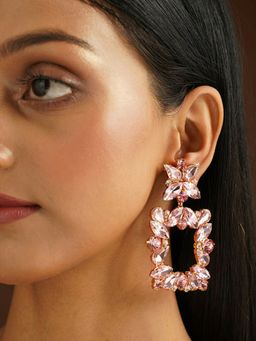 The Jewel Factor - 18K Yellow Gold Plated Peach Crystal Autumn Earrings
