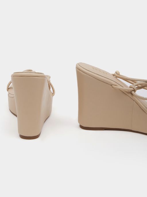 Buy RSVP by Nykaa Fashion Beige Tie Up Round Toe Wedge Heels Online